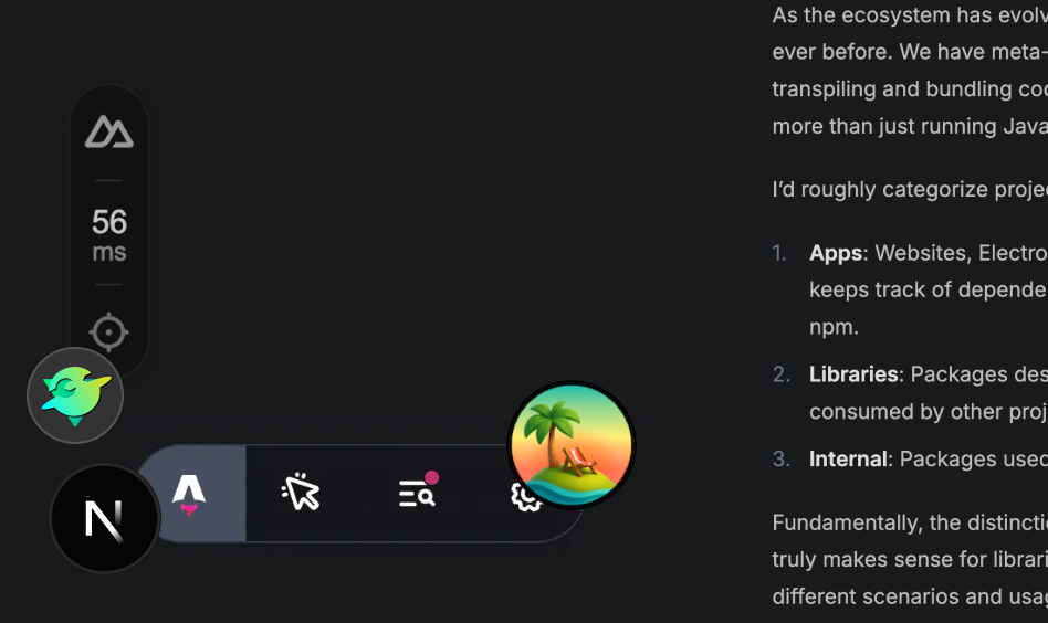 Floating buttons injected into the user app