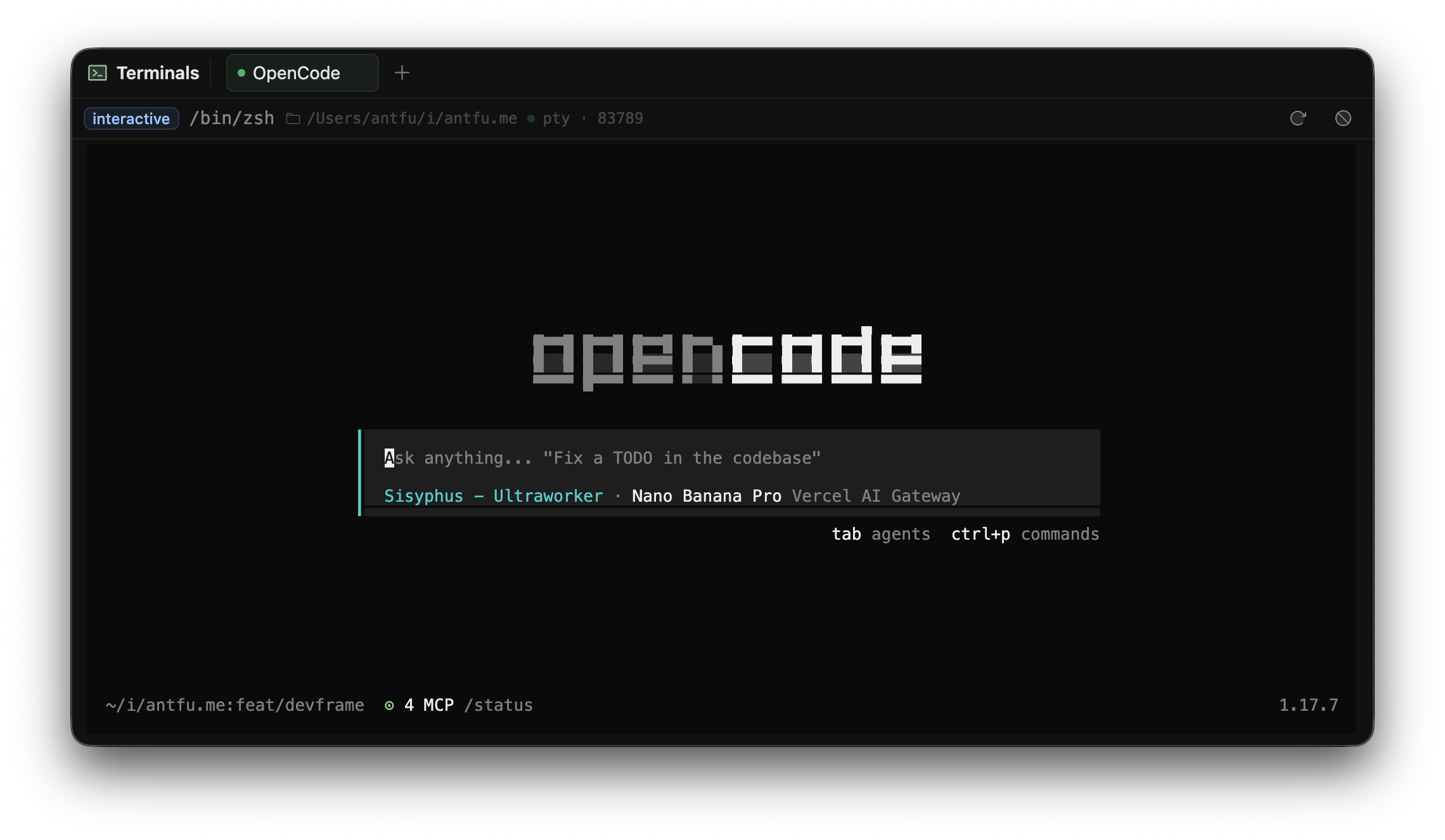 Terminals devframe running as a standalone page
